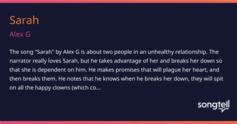 lyrics for sarah|sarah by alex g meaning.